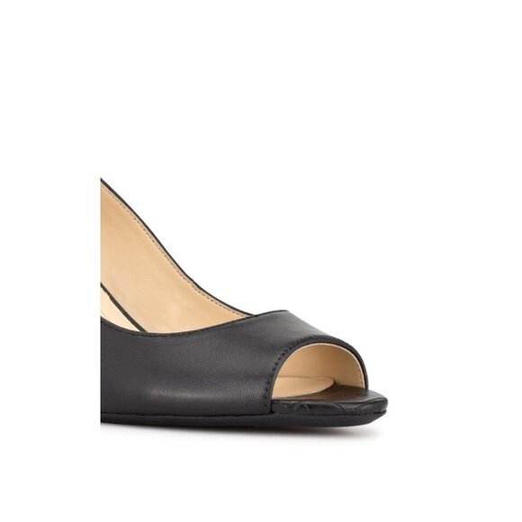 Nine West Womens Cape 9X9 Leather Peep Toe Dress Wedges Black Patent Size 7M NIB - Picture 3 of 5